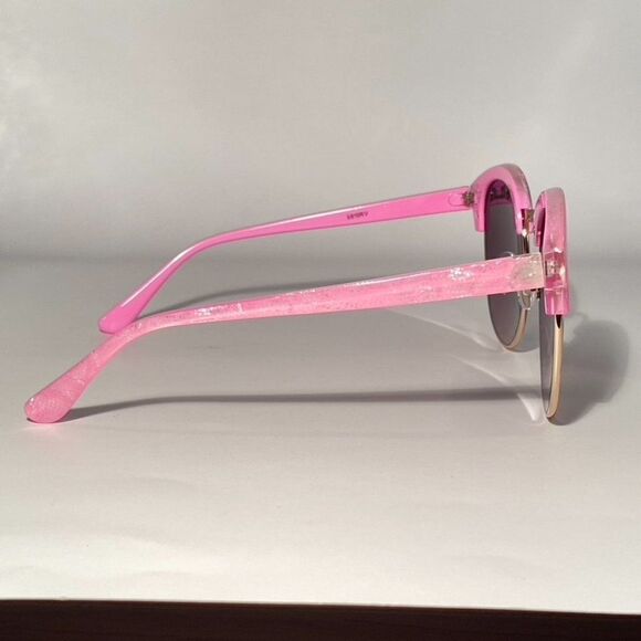 0633 Pink Plastic and Gold Metal Mirrored Green Lense Sunglasses New - Picture 5 of 12